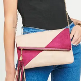 Onyx Clutch Chain Crossbody Tassel Nude Pink