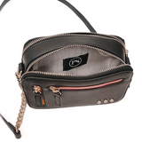 Black Rectangle Chain Crossbody Bag Accent Colors