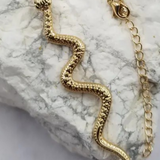 Gold Tone Snake Serpent Necklace