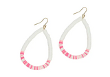 Earrings Multi-Color Katsuki Bead Teardrop Hoops Light and Dark Pink White