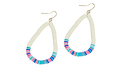 Earrings Multi-Color Katsuki Bead Teardrop Hoops Turquoise Blue Pink White