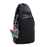 Bling Crystal Butterfly Rainbow Tassel Keychain Keyring Bag Charm