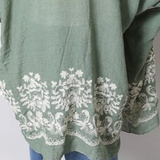 Lightweight Floral Embroidered Tassels Boho Festival Kimono Wrap Sage