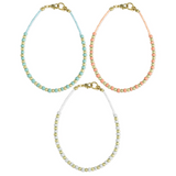 Gold and Light Coral Pastel Beaded Anklet