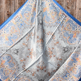 Blue Floral Printed Western Southwestern Wild Rag Scarf Accent