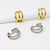 Triple the Layers Classic Earrings Gold Tone