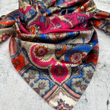 Faceted Pink and Blue Western Southwestern Wild Rag Scarf Accent