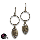 Football Dangle Earrings with Austrian Crystals Gold Tone
