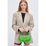 Meadow Ruched Top Handle Vegan Leather Chain Strap Crossbody Citron Green
