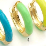 Light Green Enamel Gold Huggie Hoop Earrings