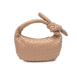 Lizbeth Woven Knot Handle Clutch | Natural Vegan Leather