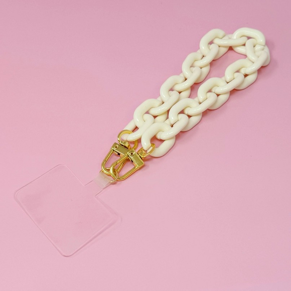 Acrylic Link Phone Wrist Lanyard Strap White