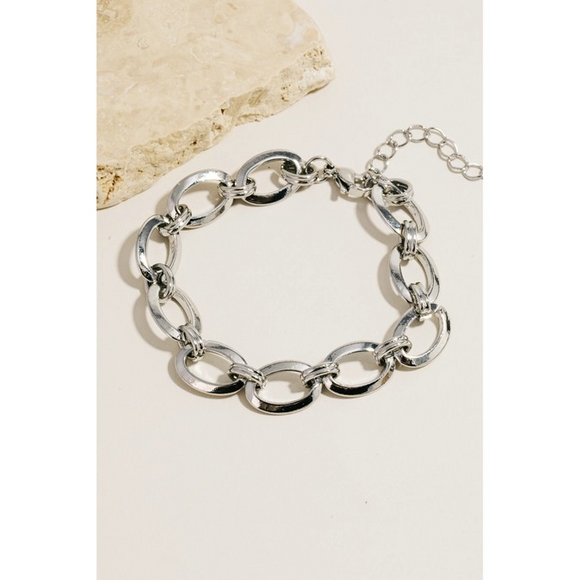 Oval Chain Link Bracelet Silver