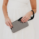 Emma Woven Clutch Wristlet Black White Checkered