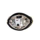 Isabella Recycled Vegan Leather Chain Shoulder Bag Latte Tan Pleated