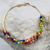 Boho Multicolor Handmade Beaded Hoop Earrings