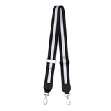 Preppy Stripe Adjustable Crossbody Bag Purse Guitar Strap Black White