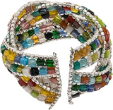 Braided Mosaic Bead Cuff Bracelet