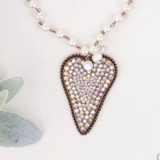 True to Your Heart Beaded Necklace Copper Aurora Borealis Crystals Heart Pendant