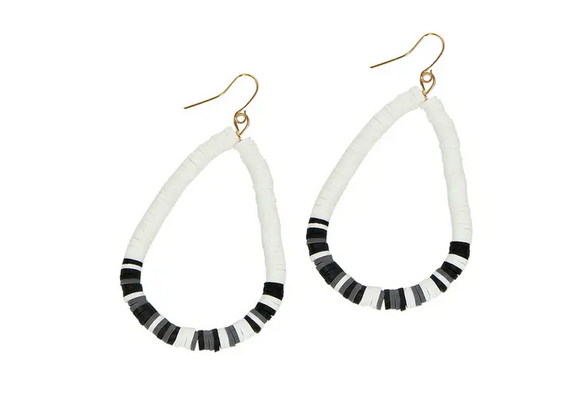 Earrings Multi-Color Katsuki Bead Teardrop Hoops Black Gray White