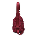 Bristol Puffy Quilted Nylon Sling Backpack Burgundy