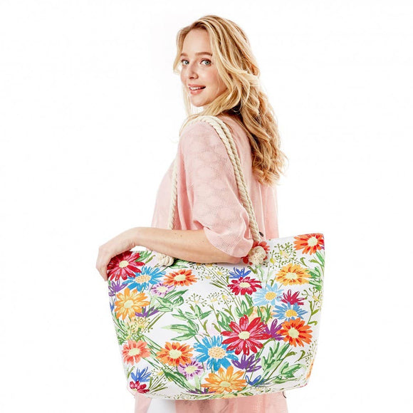 Field Of Flowers Tote Bag With Soft Rope Handles
