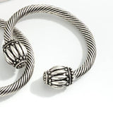 Twisted Metal Western Cuff Bracelet With Conch Details Silvertone