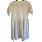 Mystree Womens Short Sleeve Cotton Woven Dress Stripes Lace Tassel Ties Boho