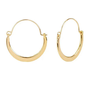 Gold Flat Crescent Hoop Earrings