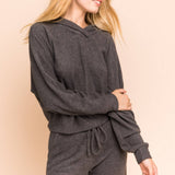 Boxy Hooded Brushed Knit Top