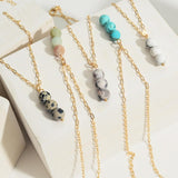 Dalmation Jasper 3 Bead Gold Link Necklace