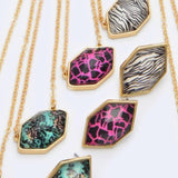 Fuchsia Animal Print Pendant Necklace