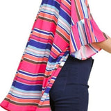 Ruffle Sleeve Bright Striped Kimono