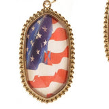 Oval Americana Patriotic USA Flag Earrings