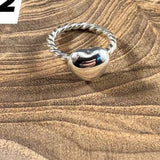 Sterling Silver Puffy Heart Cable Rope Stacker Layer Ring