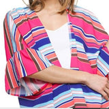 Ruffle Sleeve Bright Striped Kimono