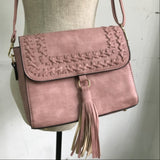 Blush Pink Flap Crossbody Tassel Bag