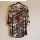 Camoflauge 3/4 Stripe Sleeve Top Med