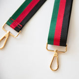 Red, Green, Black Stripe Crossbody Purse Strap