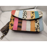 Patchwork Hair on Hide and Leather Crossbody Bag Purse