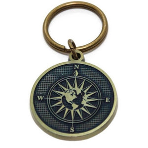 Compass Rose Keychain Midnight Blue