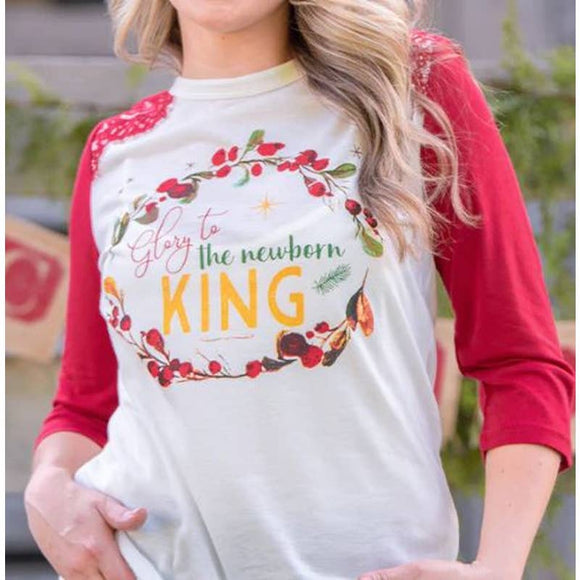 Hail to the King Red Baseball Jersey with lace Accent Christmas Shirts Small