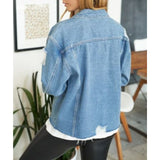 White Birch Distressed Jean Jacket Small