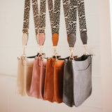 Blossom Pink Crossbody Bag with Leopard Canvas Strap