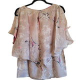 Mystree Womens Sleeveless Watercolor Floral Flowing Blouse Small Pink Gray Taupe