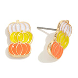 Thanksgiving Stacked Enamel Pumpkins Stud Earrings