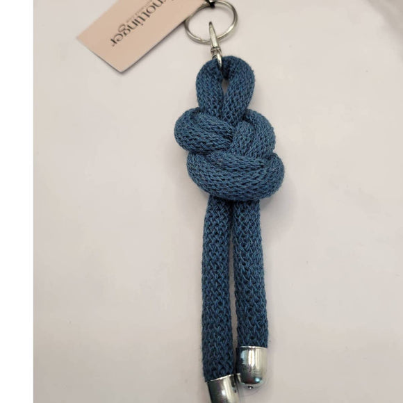 Figure 8 Knotted Rope Keyring Key Chain Bag Charm Peacock Blue