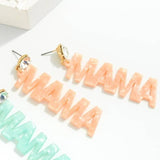 Peach Marbled Acrylic Crystal Dangle Drop MAMA Earrings