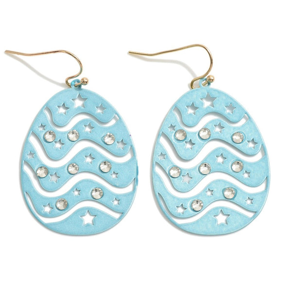 Light Blue Easter Egg  Crystal Drop Dangle Earrings