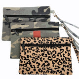 Camo Canvas Wristlet with Red Stripe